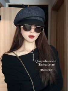 Fashionable Beret Hat Womens PU Leather Small Cap Face Shaping Small Face Exposing Newsboy Cap Casual round Top Cotton Hat