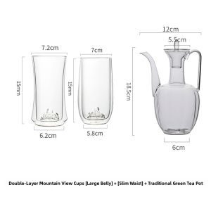 Double Layer High Borosilicate Glass Tea Cup Set for Office Use Green Tea Brewing Heat Resistant Water Cups Home Guest Use