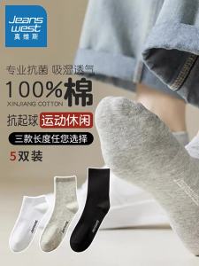 Jeanswest | Vớ Nam Mid-Calf 100% Cotton Chống Vi khuẩn Kháng Mùi Thấm Hút
