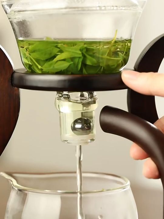 Elegant Borosilicate Glass Automatic Tea Set with Magnetic Spout, Heat ...