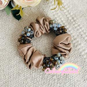 ‼️READY STOCK‼️(R46) Premium Quality Elegant Scrunchies wifh Crystal Beads/ Korean Fashion Hair Ties