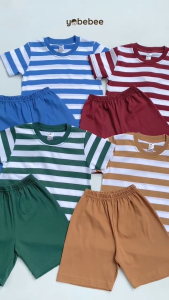 Yobebee Lilo Stripe Daily Set Anak Usia 3 - 12 Tahun Setelan Anak Salur One Set Harian Lengan Pendek