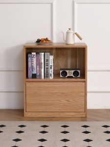Nordic Style Full Solid Wood Oak Low Bookcase Combination Grid Bookshelf Living Room Side Cabinet Simple Environmental Protection