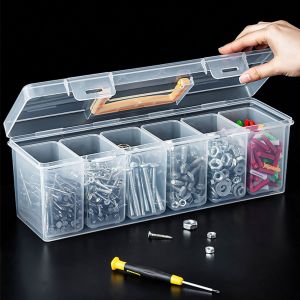 Clear Plastic Tool Storage Box Multi Grid Organizer Removable Divider Case For Screws Hardware Wrenches Toys Parts 2Pcs Pack