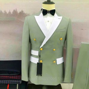 New Design Slim Fit 2 Piece Wedding Men Suits Groom Tuxedos Formal Suits for Prom Party Best Man Peak Lapel Blazer Pants