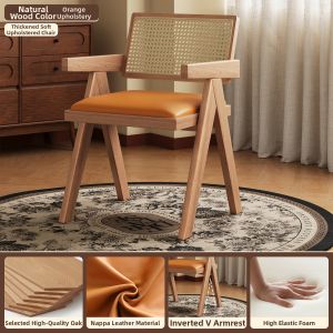 MU FENG ZHI NAN | Comfortable Home Office Chair Solid Wood and Rattan