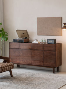 Modern Simplicity Dining Room Sideboard Designer Black Walnut Wood Living Room Entrance Storage Cabinet Wabi Sabi Style