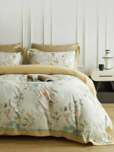 shui yang | Bộ Chăn Ga Gối In Hoa American Style 100% Bông Dài Đặc Biệt Đã Chải