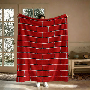 Red Brick Wall Texture Flannel Blanket Perfect for Sofa Office Bed Travel Sleep Read Relax Camping Four Season Use