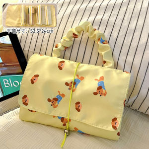 Large Capacity Portable Handheld Makeup Bag Travel Cosmetic Storage Bag Shopping Organizer Pouch Polyester Roll-Up Style