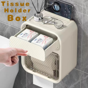 Wall Mounted Bathroom Tissue Holder Waterproof Tissue Roll Paper Holder Box