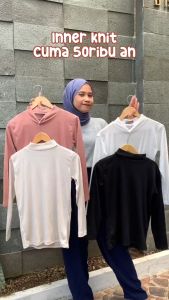 Tsabine - Hara Manset Baju Knit Rajut Inner Longsleeve Polos Turtle Neck Lengan Panjang Knitwear Atasan Knitwear Atasan