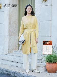 Long Wool-Cashmere Blend Knit Cardigan