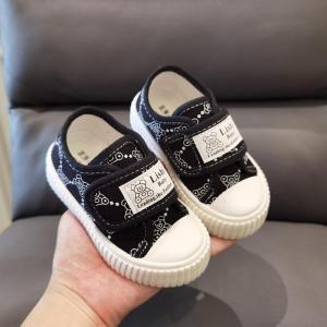 Outdoor Canvas Shoes for Babies And Boys Spring Autumn Style Sports Low Cut Casual Tied Knot Plastic Buckle Closure
