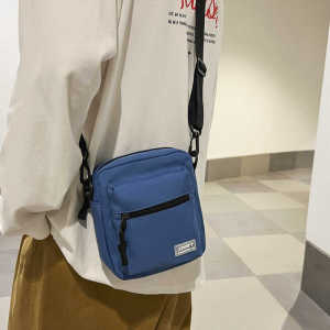Casual Canvas Crossbody Bag for Men Summer 2024 Portable Single Shoulder Phone Bag Youth Soft Handle Zipper Closure Nylon Fabric