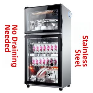 Commercial Kitchen Dish Sanitizer Cabinet Stainless Steel Vertical Tabletop Home Use Compact Size Restaurant Utensil Drying Cupboard