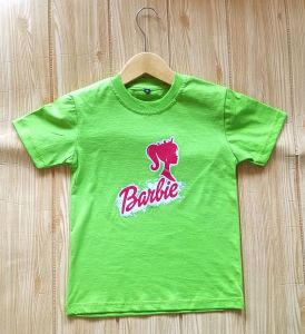 kaos anak distro viral terbaru gambar barbie bahan combad 30s usia 1-10 tahun
