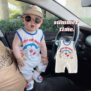 BestBorn New Baby Romper Baby Clothes Summer Sleeveless Blue Doraemon Cotton Soft Cartoon Jumpsuit Bodysuit 0-2 Year Old