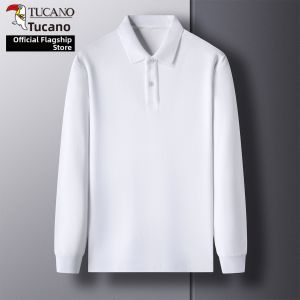 TUCANO | 100% Cotton Business Casual Long Sleeve Solid Color Polo Shirt