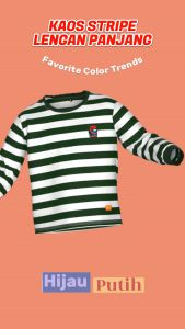 Tee Lengan Panjang Motif Garis Katun Lembut Usia 1-10 Tahun
