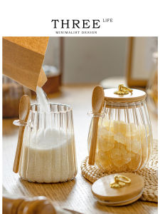 Tlife Kitchen Sugar Storage Cylinder Humidity Proof Anti Mold Sealed for White Sugar And Ice Candy Borosilicate Glass Jars for HomeUsage