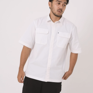 M GEE Kemeja Outdoor Tactical Lengan Pendek Baju Kantor Putih Trevor C014 White