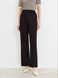 Koradior | Comfortable Drawstring Black Straight Pants