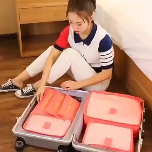 HomiesTrends 6pcs/Set Portable Oxford Pouches Mesh Travel Luggage Clothes Underwear Organizer Storage Bag