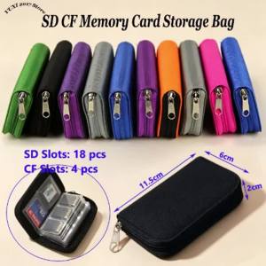 22 Slots Memory Card Storage Wallet Bag 18SD+4CF Multi Color Portable Card Holder Case For Camera Game SD CF Micro SD Cards