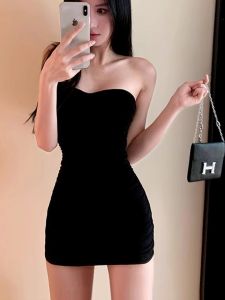 YUANJIAREN | Elegant Party Dress One Shoulder Strapless Mini