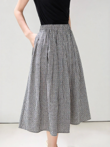 OSA | French Vintage Pure Cotton Plaid A-Line Skirt