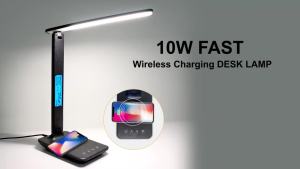 LAOPAO 10W QI Đèn Bàn LED Sạc Không Dây Có Lịch Báo Nhiệt Độ Bảo Vệ Mắt Có Thể Điều Chỉnh Độ Sáng Đèn Bàn Học Tập Kinh Doanh