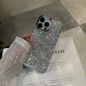 Luxurious Silver Glitter Drip Glue Phone Case for 17Air Womens Style Shiny Sequin Protective Cover Fashionable Ins Sensation