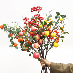 New Year Decorative Simulation Fruit Oranges Apples Pomegranates Lemon Home Decoration Flower Arrangement Ornaments Potted Flowers