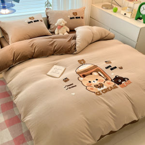 INS Super Soft Puppy Towel Embroidery Washed Cotton Duvet Cover Single Piece Non-Cotton Quilt Cover 150 X200x230 Three Or Four Piece Suit