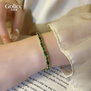 Retro Green Zirconia Bracelet Womens Elegant Fashion Jewelry Lightweight Luxury Unique Exquisite High-End Feeling Hand Chain