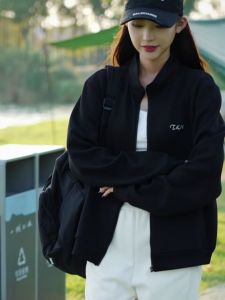 Fall 2024 New Arrival Plus Size Womens Purple Sports Style Embroidered Short Jacket Loose Long Sleeves Spring & Fall Sweater Cardigan