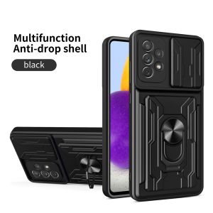 Shockproof Armor Case for Samsung A51 A71 A12 A52 A72 A22 A32 A13 A53 Galaxy S20 FE S21 Plus S22 Card Holder Stand Cover