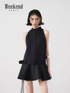 Fashionable Workwear Style Vest Dress Weekend A-Line Waist Belt Summer New Arrival Jorya Weekend Brand Polyester Viscose Fiber