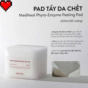 [DATE 21/05/2026 + NOBOX] Bông Toner pad tẩy tế bào chết dưỡng da Mediheal  24/7 Phyto Enzyme Peeling 200ml/90 miếng