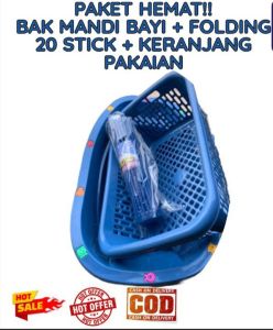PAKET HEMAT 3PCS(BAK MANDI BAYI YUTAKA/BATHUB+KERANJANG+HANGER PUTER)SUPER HEMAT