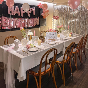 Bàn Trang Trí Tiệc Sinh Nhật Màu Trắng Đơn Giản Sang Trọng Cao Cấp Cảm Giác Chụp Ảnh Không Khí Trang Trí Bàn Ăn PVC Hiện Đại Tối Giản