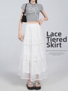 ZITENGFEI | Lightweight A-Line Lace Skirt for Petite Figures High Waist