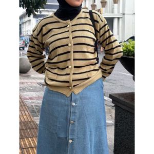 CESSY KNIT CARDY WANITA//cadrigan rajut ptrmium//cardigan strip wanina premium