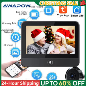 Awapow Tuya Smart Radar Door Peepholes Camera 2MP Wifi Video Doorbell PIR Motion Detection Mini Digital Eye Viewer Home Security