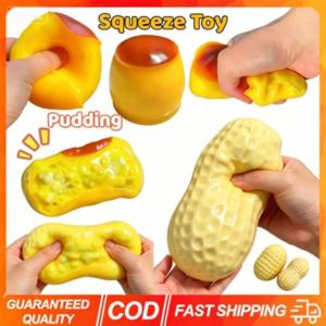 KEBIDU Crunchy Squishy Caramel Pudding Squeeze Toy Handmade Stress Ball Fidget Toys Food-shaped Pudding ASMR Sensory Stress Relief Toys for Adults Gift