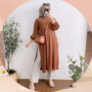 KIMIA LONG TUNIK JUMBO KNIT HORNET M L XL XXL TUNIK KNIT RAJUT HALUS OOTD VIRAL MUSLIMAH DRESS
