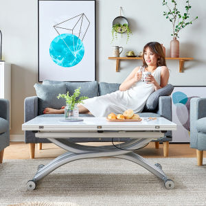 Fuhongyuan Multi-Functional Coffee Table Dual-Use Adjustable Living Room Small Apartment Creative Dining Table Household Hydraulic Multi-Purpose