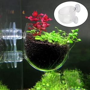 Aquarium Decoration Plant Cup Pot Acrylic Aquatic Plant Cup With Suction Holder Planting Cylinder Cup Aquarium Decoration Tool