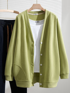 เสื้อสเวตเตอร์คาร์ดิแกนไซส์ใหญ่พิเศษสำหรับผู้หญิง300กก. แบบใหม่ฤดูใบไม้ร่วงเสื้อคลุมเก็บเนื้อเพิ่มขนาดไซส์ใหญ่พิเศษใส่แล้วดูผอมเพรียวสำหรับสาวอวบ200กก. เสื้อแขนยาว